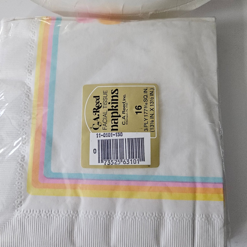 Vtg C A Reed Happy Birthday Plates and Napkins - NEW‎ SEALED - 9in - Picture 6 of 6